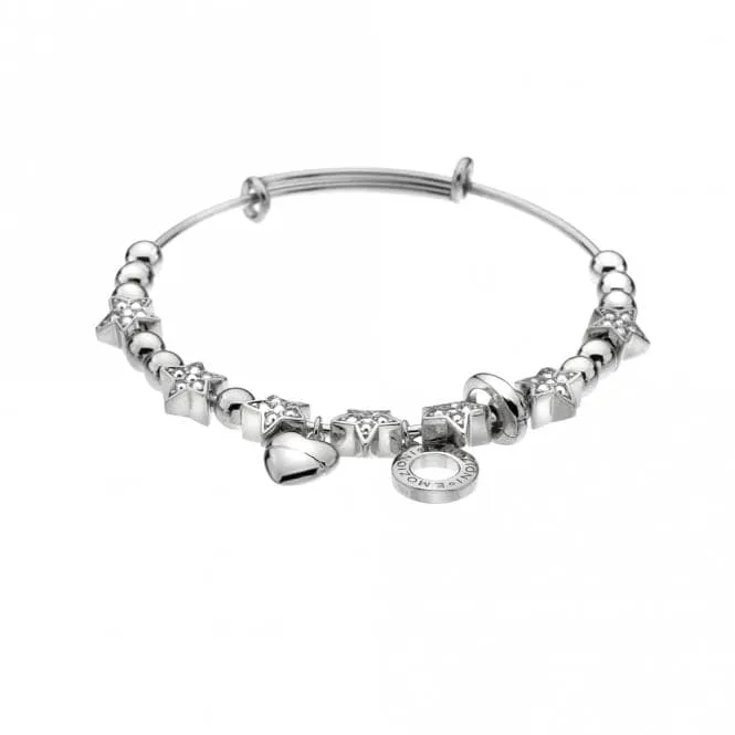 Emozioni Silver Plated Crystal Star Bangle EB012