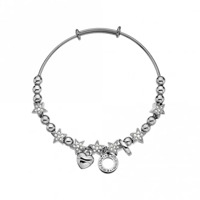 Emozioni Silver Plated Crystal Star Bangle EB012