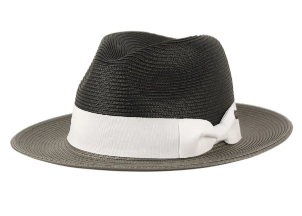 Epoch Poly Braid Two Tone Fedora Hat- Black/Grey