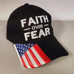 Faith Over Fear Embroidered Hat w/Flag Bill