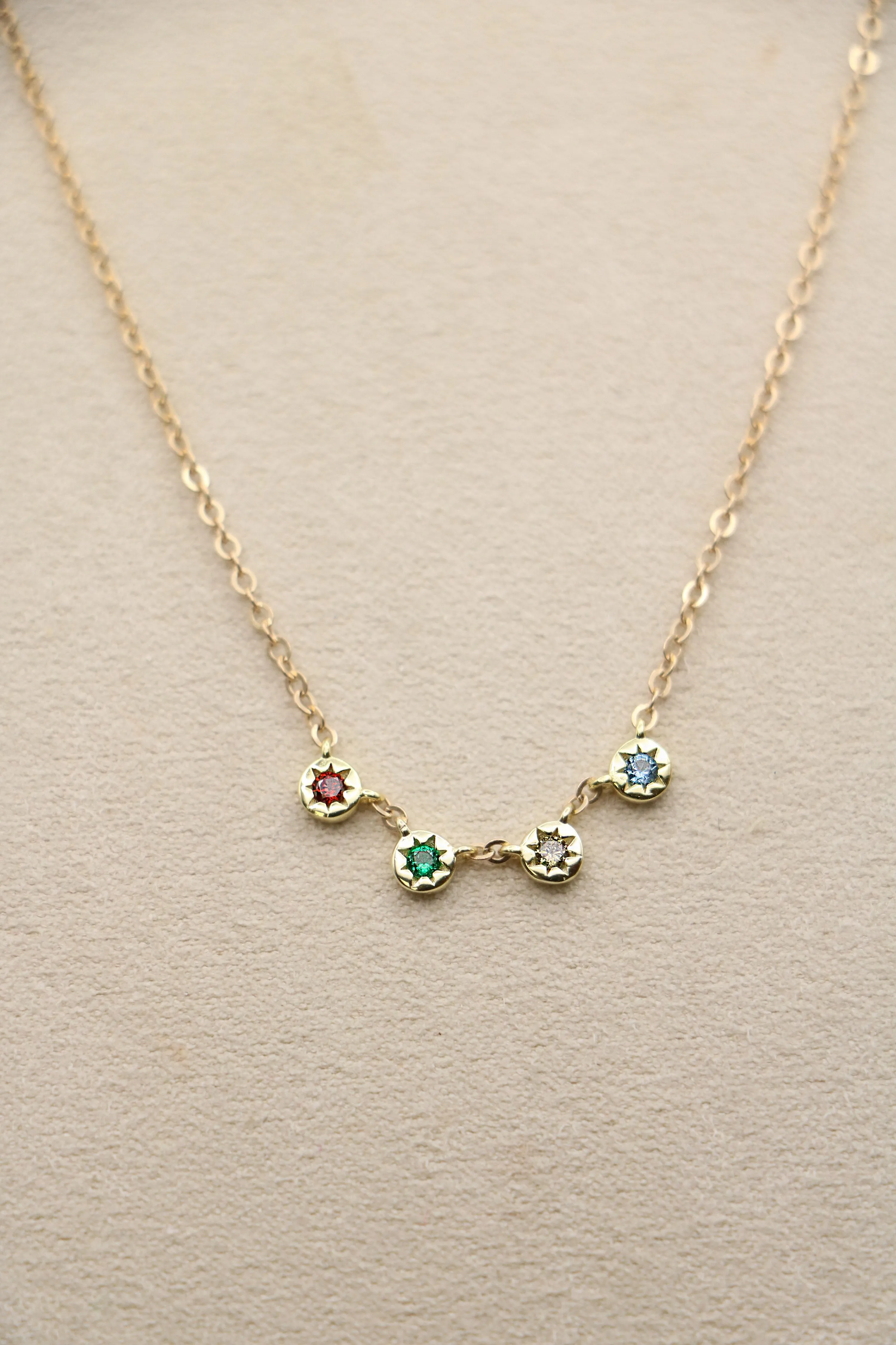 family sunburst birthstone necklace