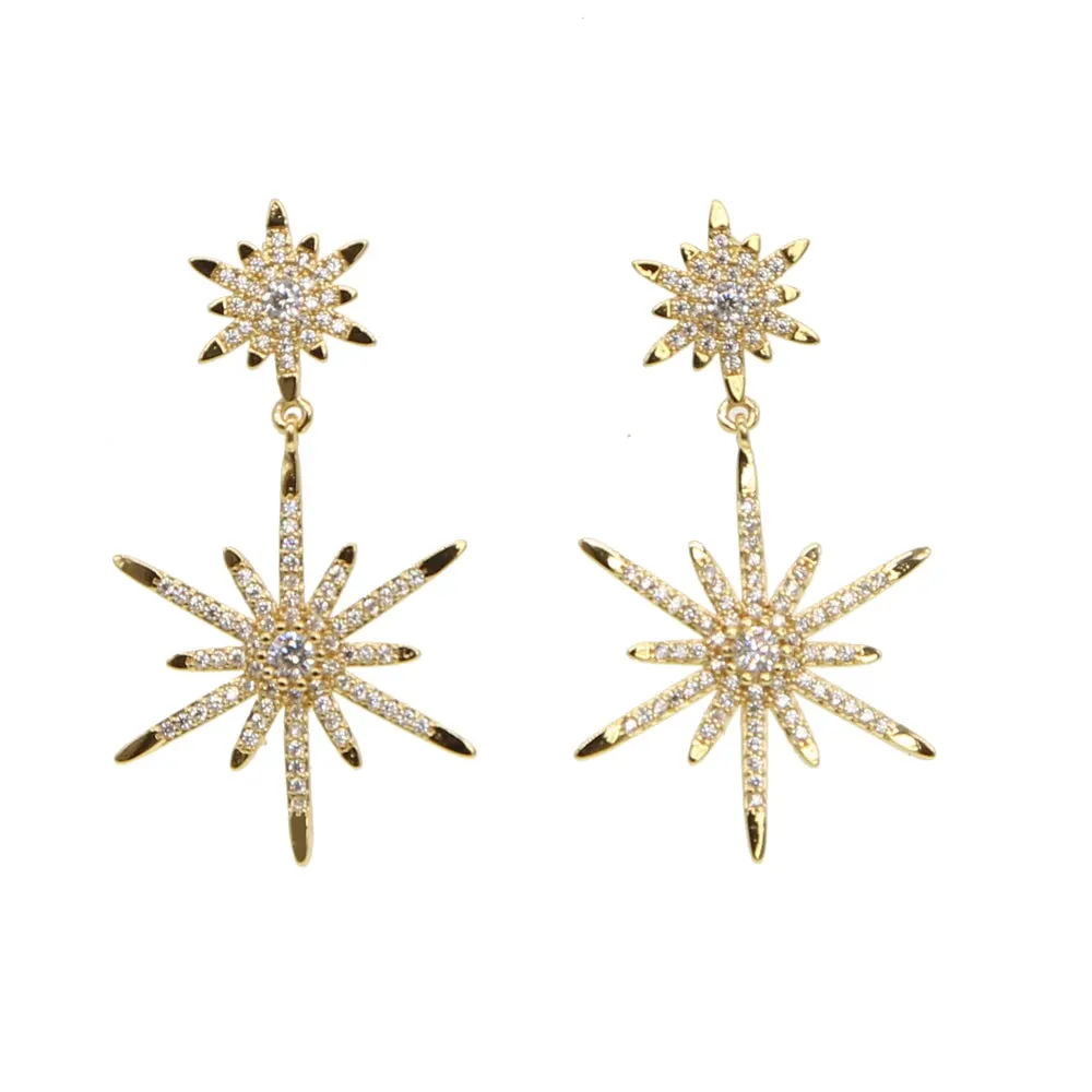 Fashion 2 North Stars Long Earring Charm Jewelry