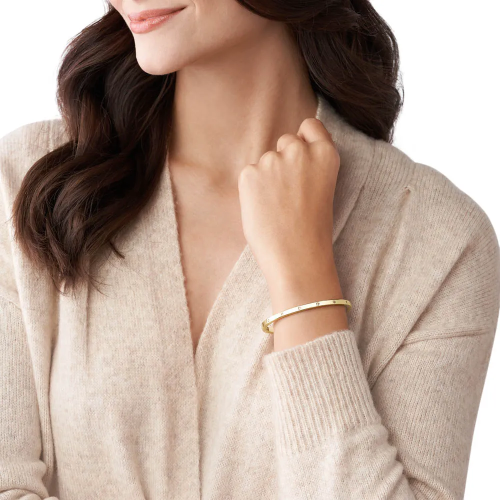 Fossil Yellow Gold Plated Stainless Steel Sadie  Cuff Bangle