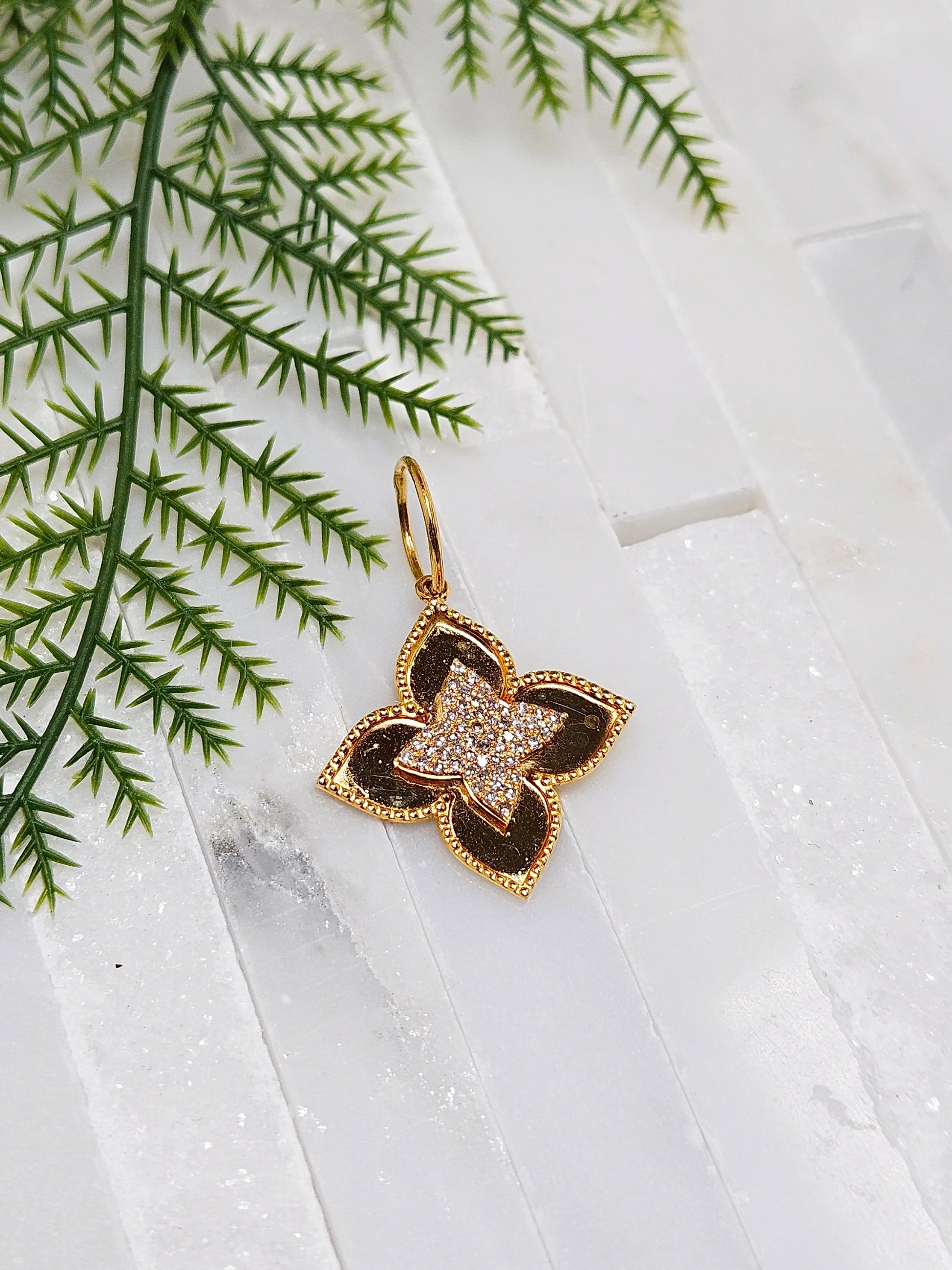 Four Leaf Clover Diamond 14K Gold Pendant