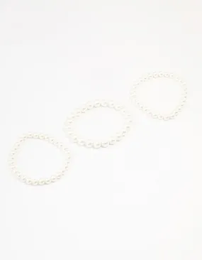 Freshwater Pearl Strand Real Gold Plated Bracelets 3-Pack