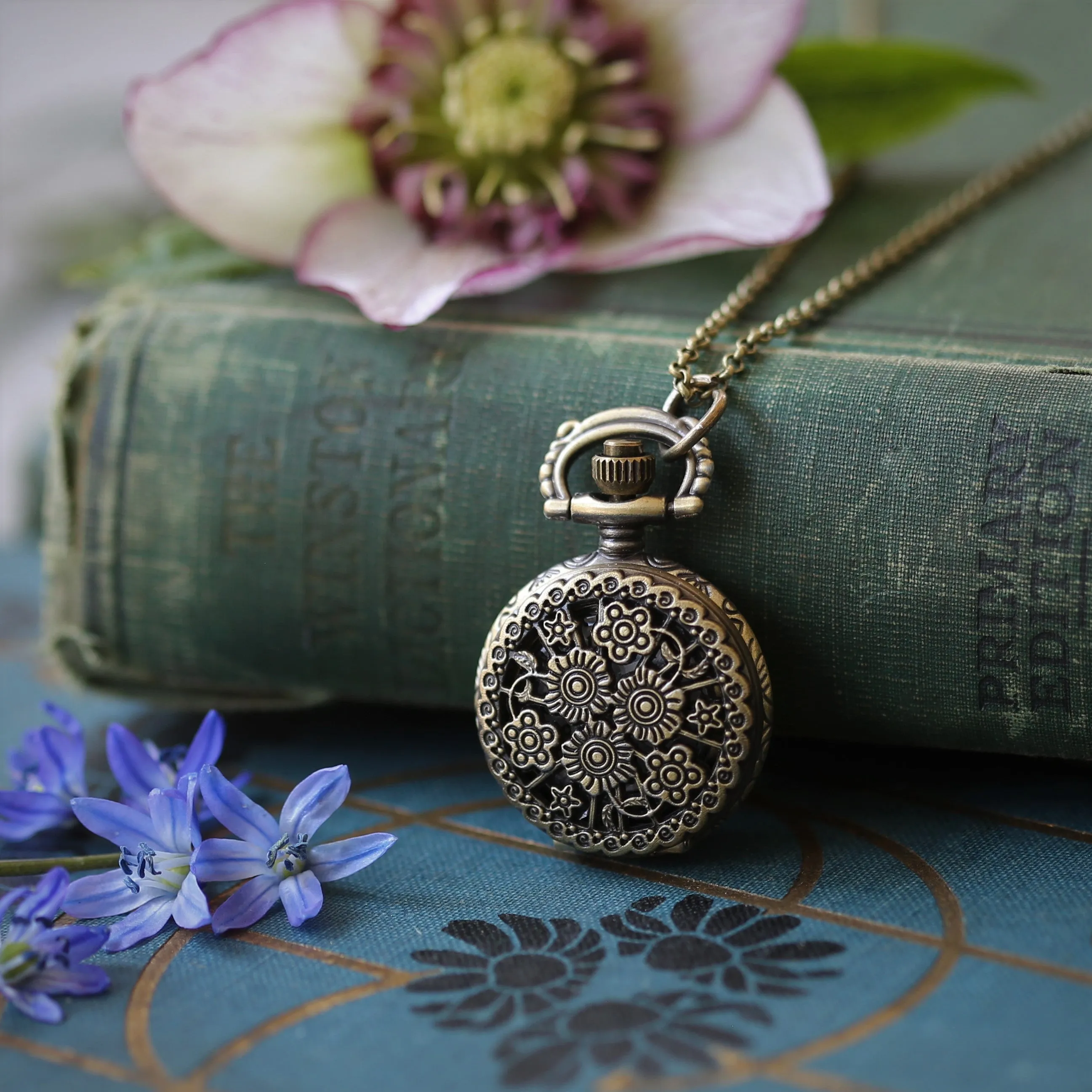 Gardener Vintage Brass Pocket Watch Necklace - Choose a Style