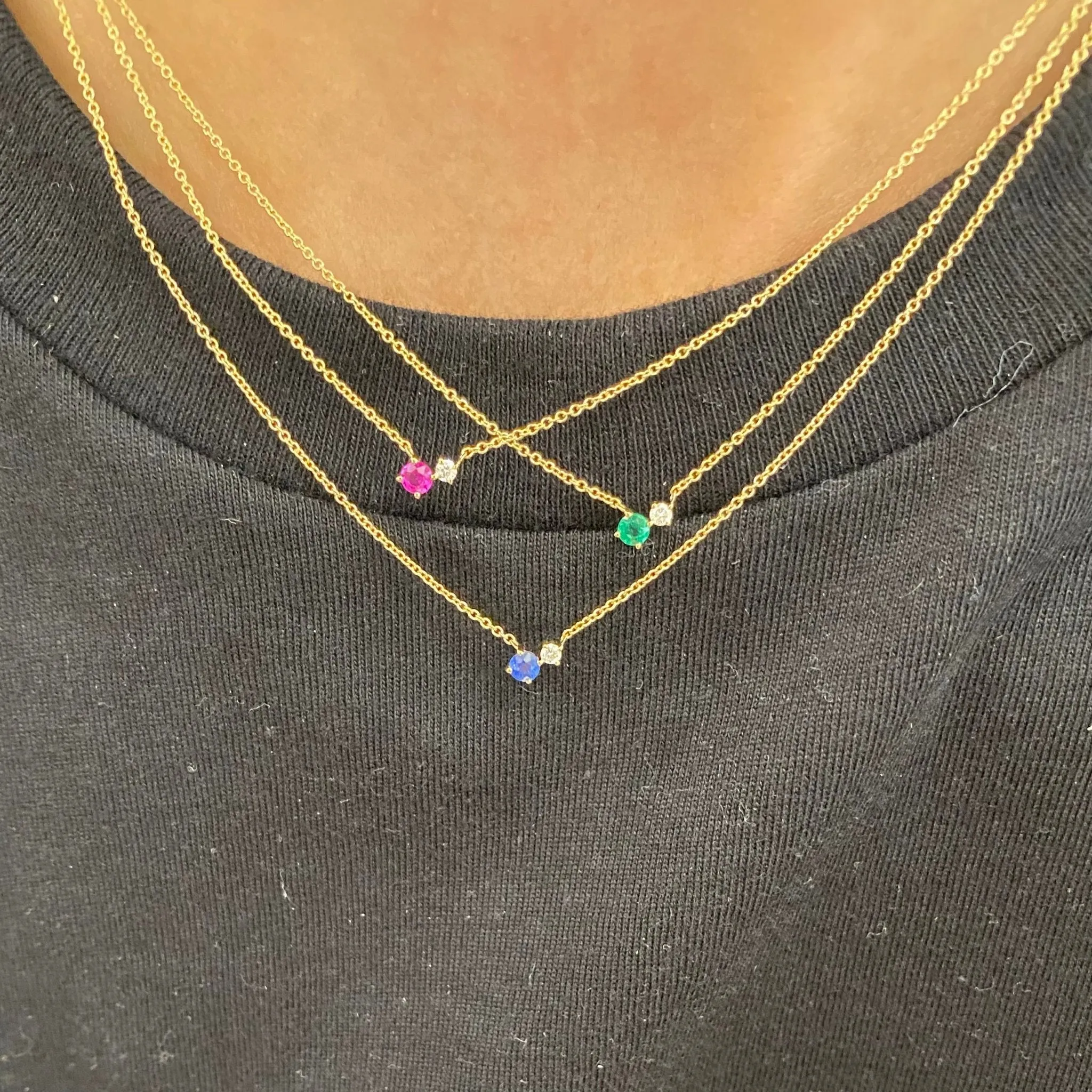 Gemstone and Diamond Duo Necklace