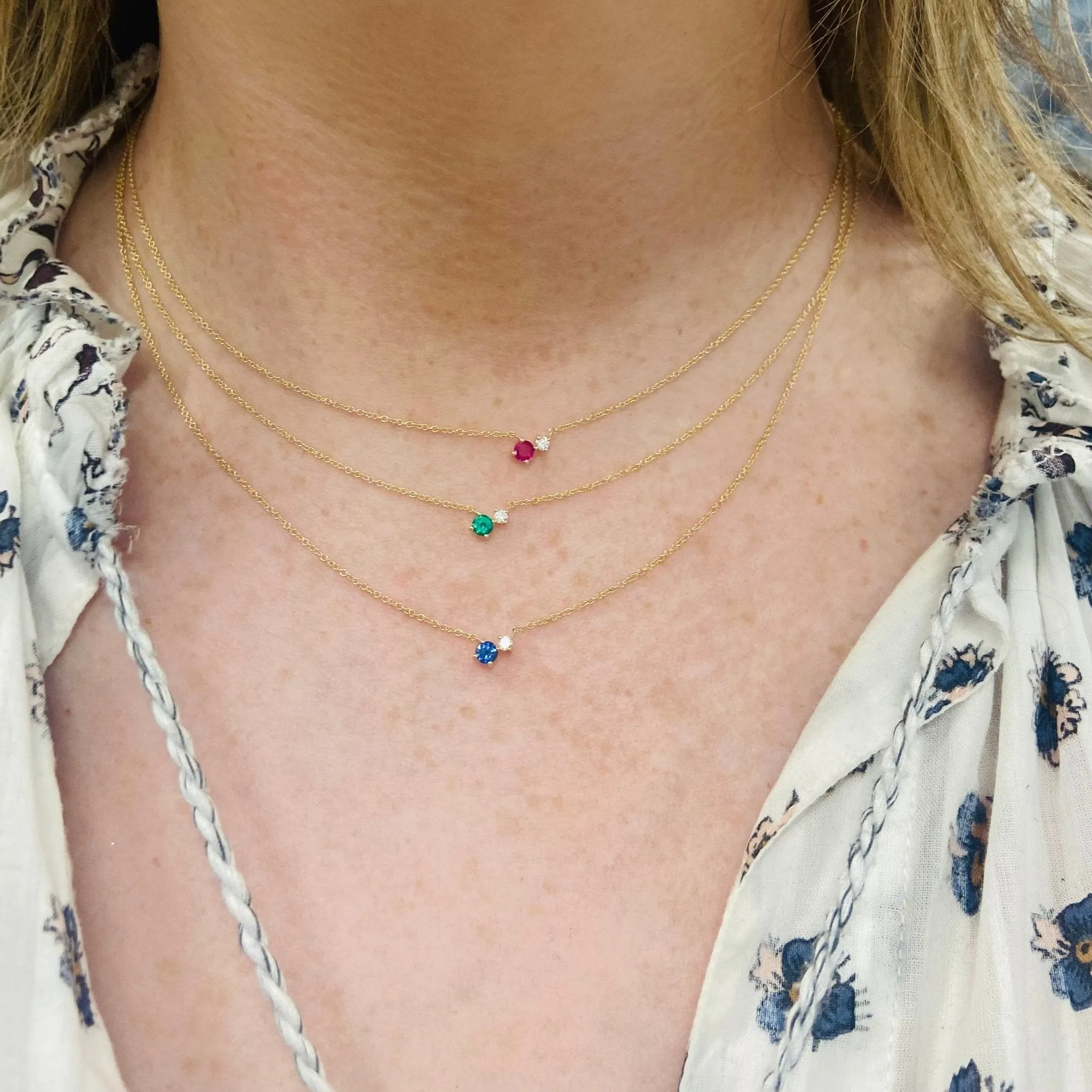 Gemstone and Diamond Duo Necklace