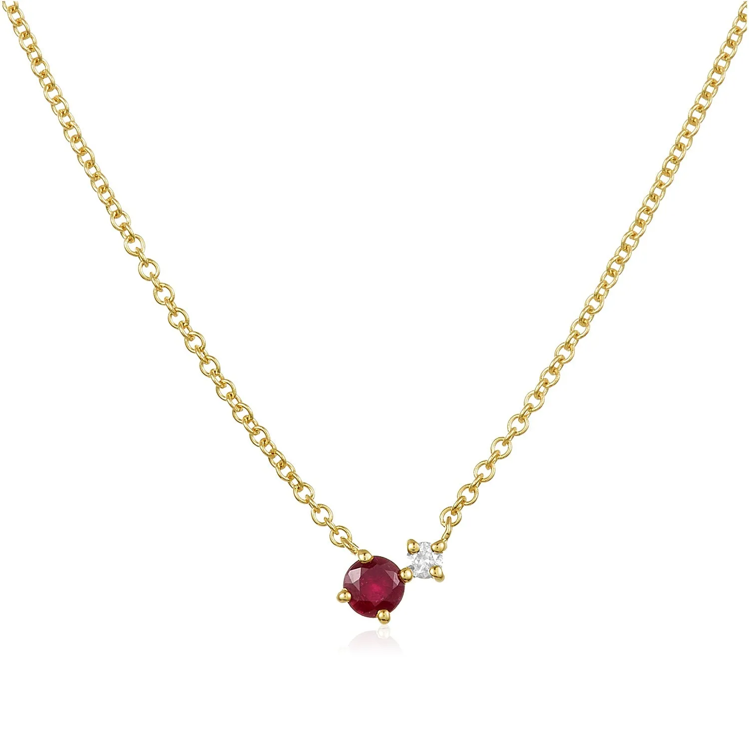 Gemstone and Diamond Duo Necklace