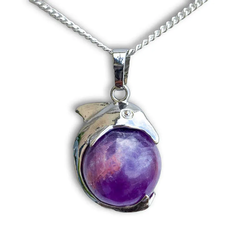 Gemstone Dolphin Pendant Necklace