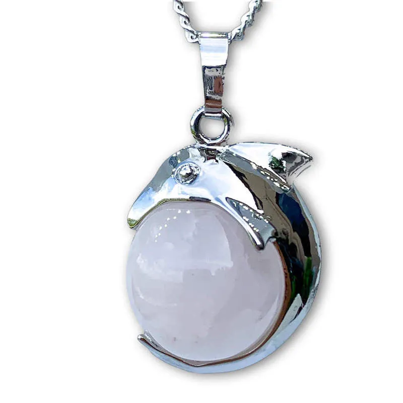 Gemstone Dolphin Pendant Necklace