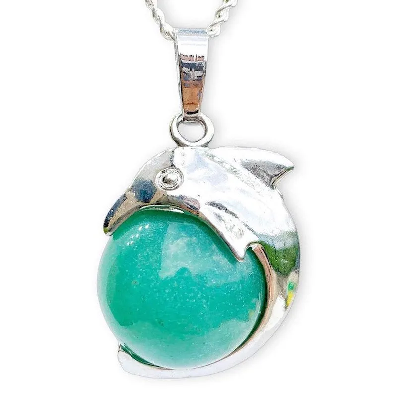 Gemstone Dolphin Pendant Necklace