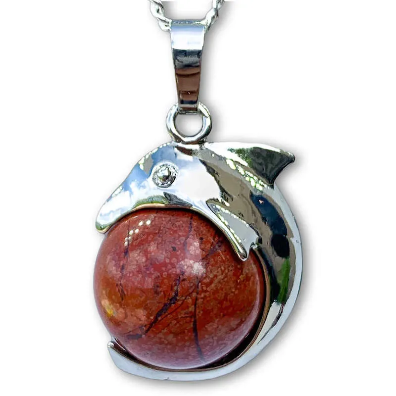 Gemstone Dolphin Pendant Necklace