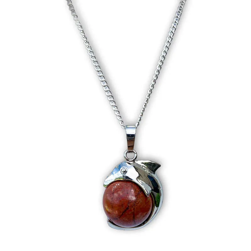 Gemstone Dolphin Pendant Necklace