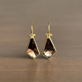 Geometric Smoky Quartz Kite Earrings