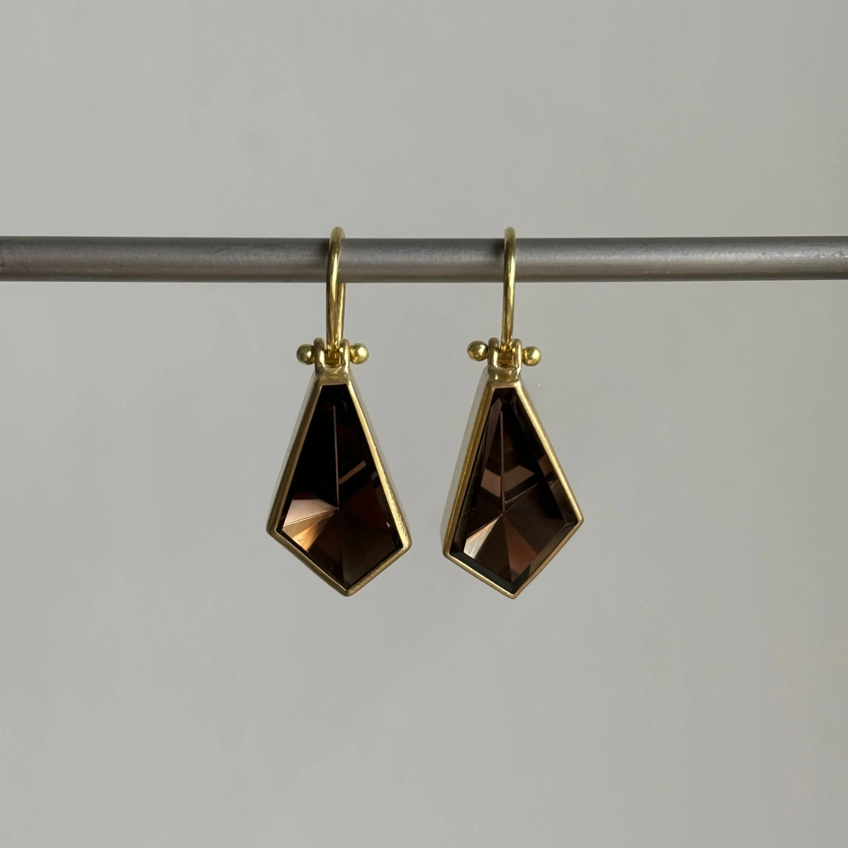 Geometric Smoky Quartz Kite Earrings