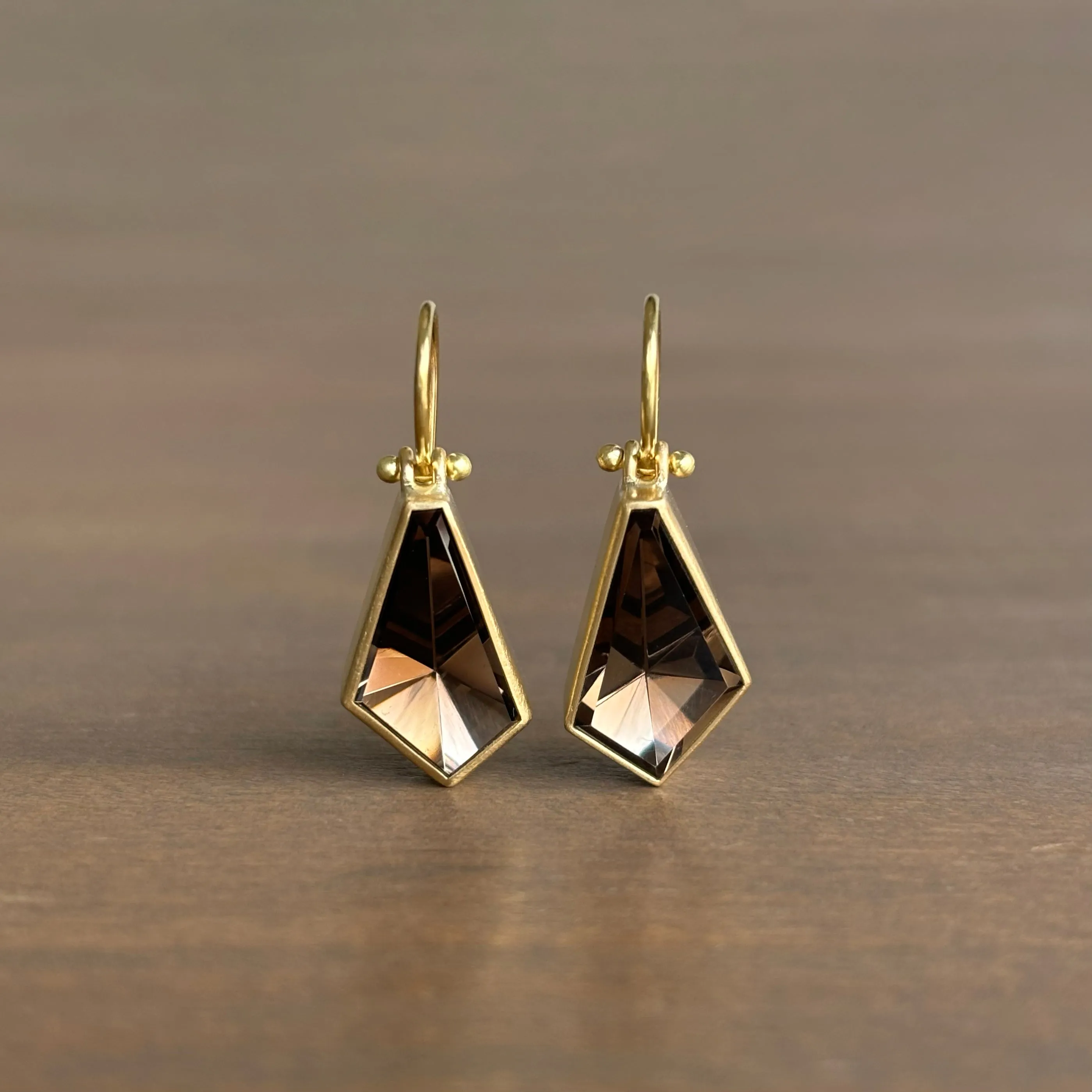 Geometric Smoky Quartz Kite Earrings