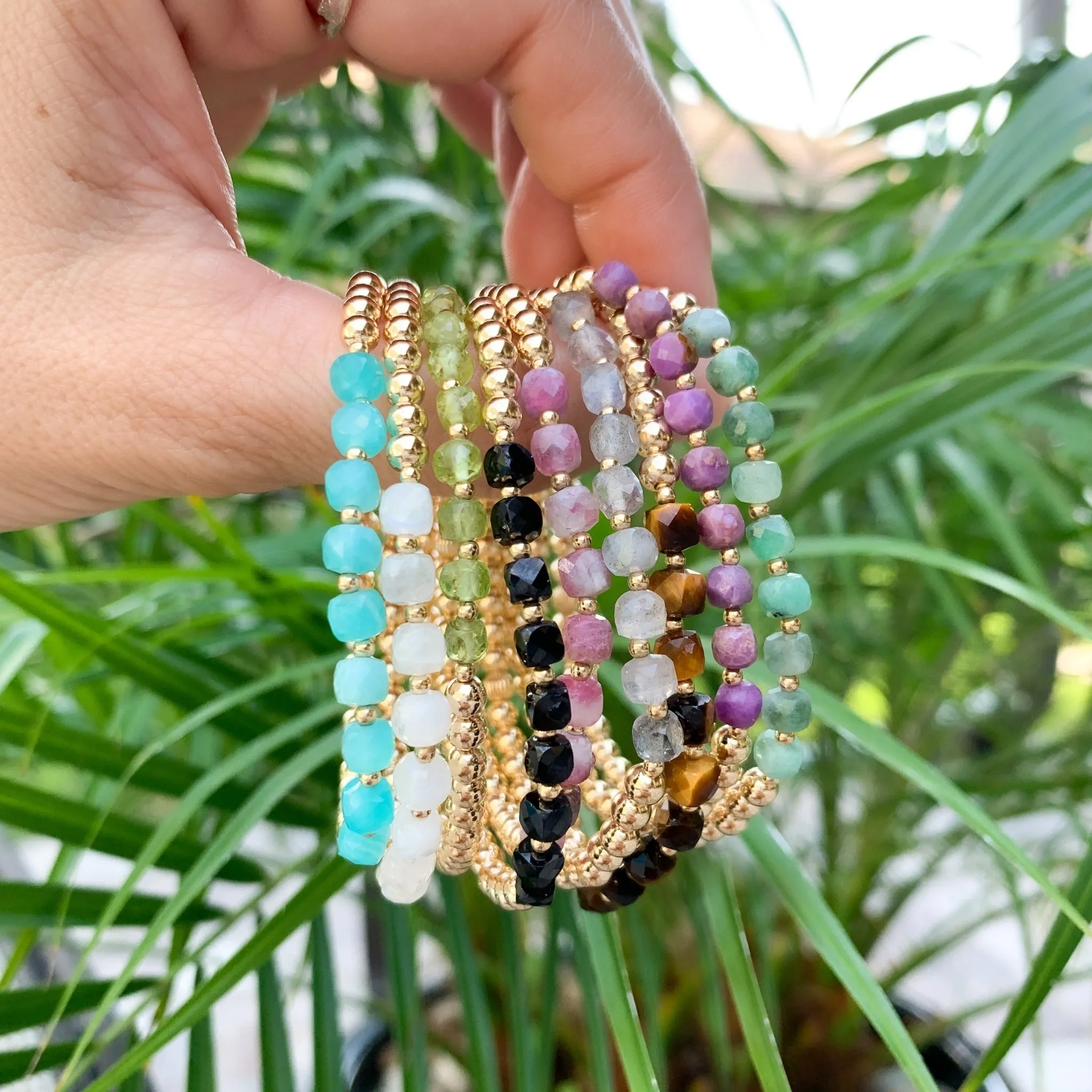 Gold Beaded Bracelet | Amazonite