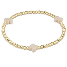 Gold Cross Bracelet - White