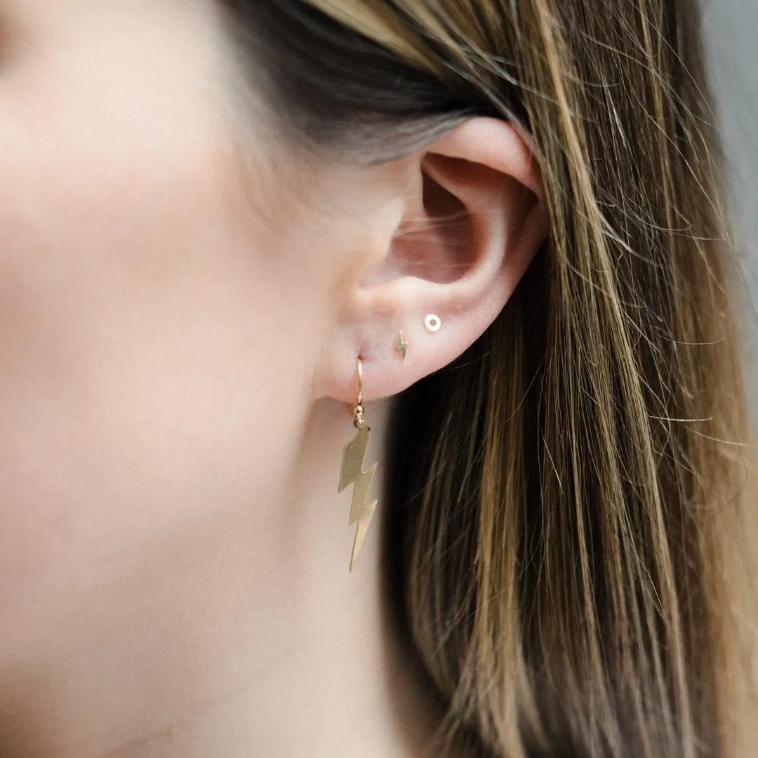 Gold Filled Large Lightning Bolt Drop Earrings