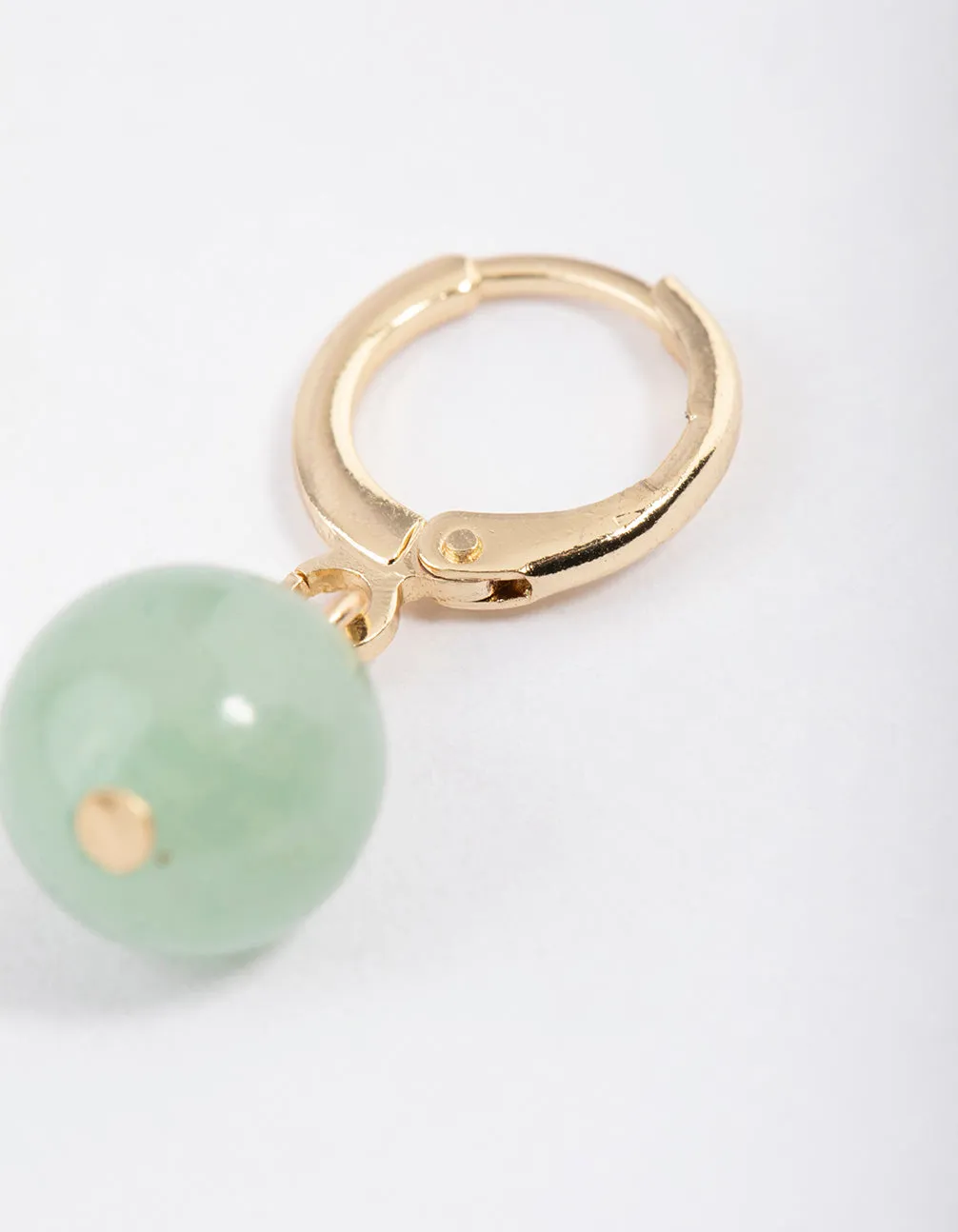 Gold Green Aventurine Mini Ball Earrings