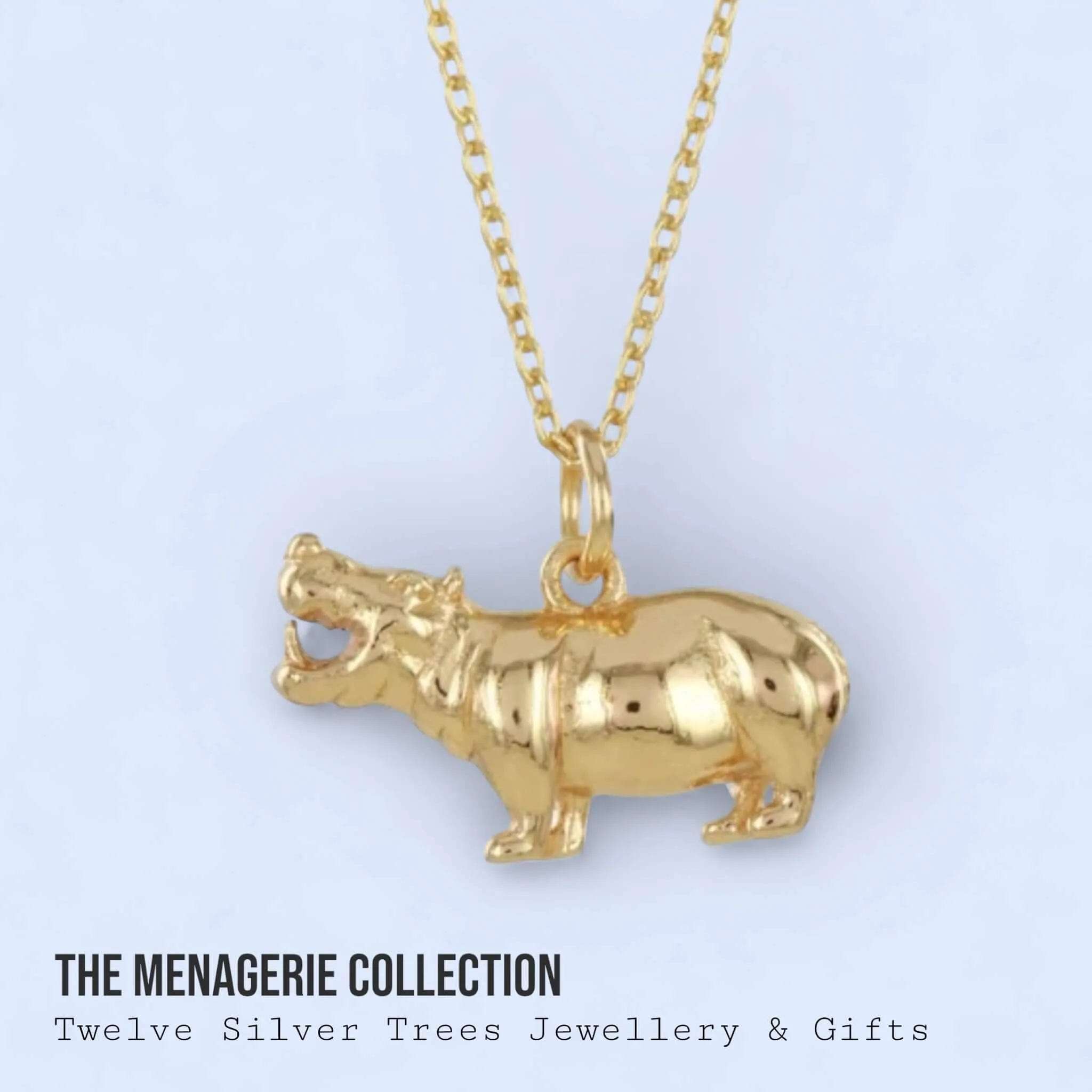 Gold Plated Hippo Pendant In Sterling Silver