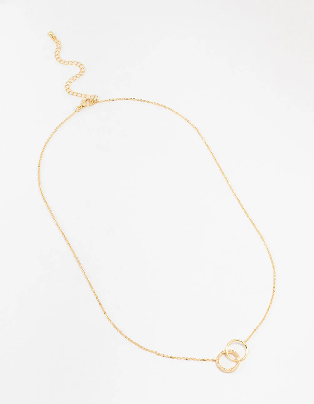 Gold Plated Pave Link Hoop Necklace