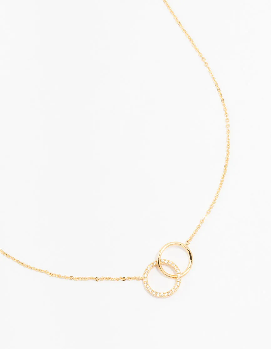 Gold Plated Pave Link Hoop Necklace