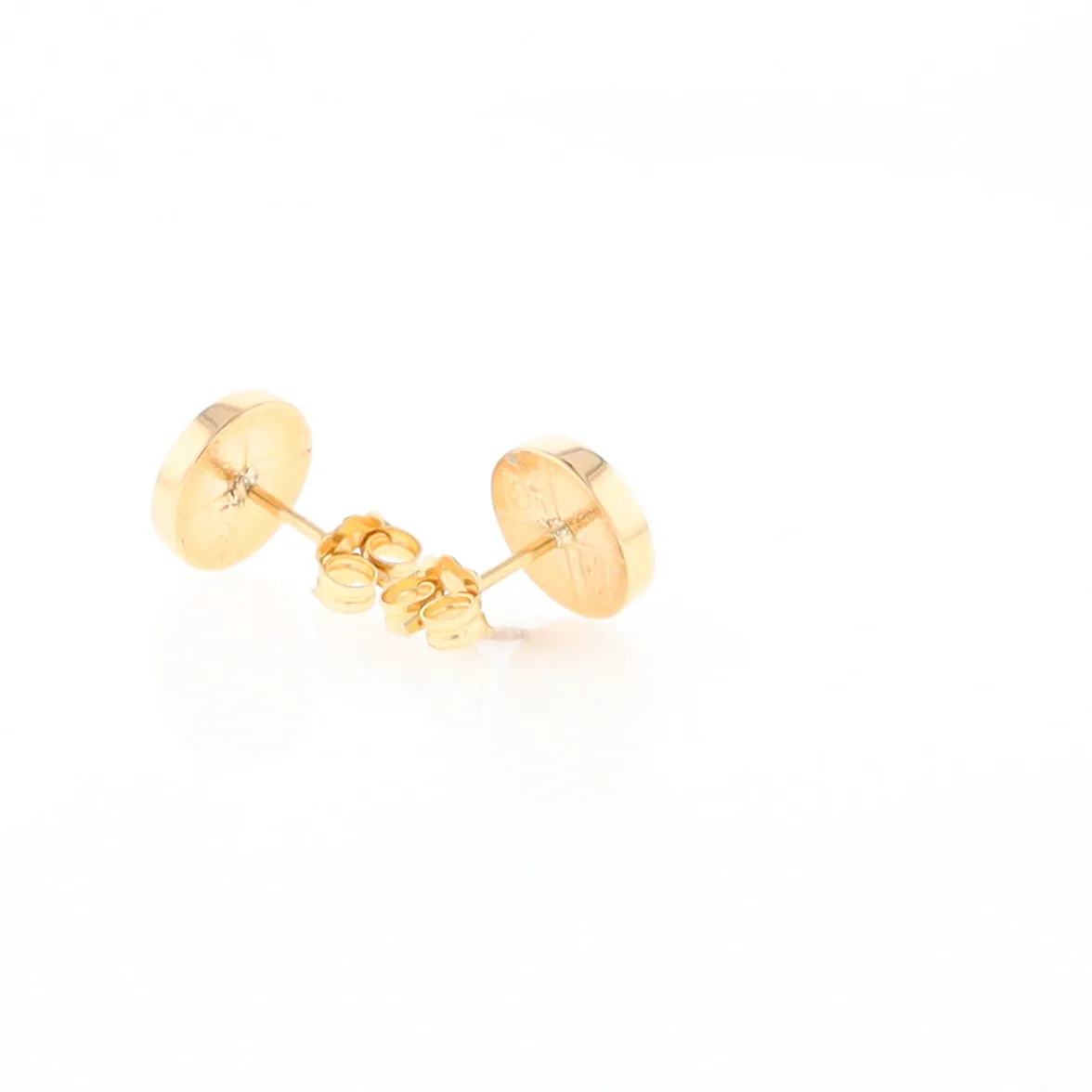 Gold Quartz Earrings 9mm Round Inlaid Studs - G2