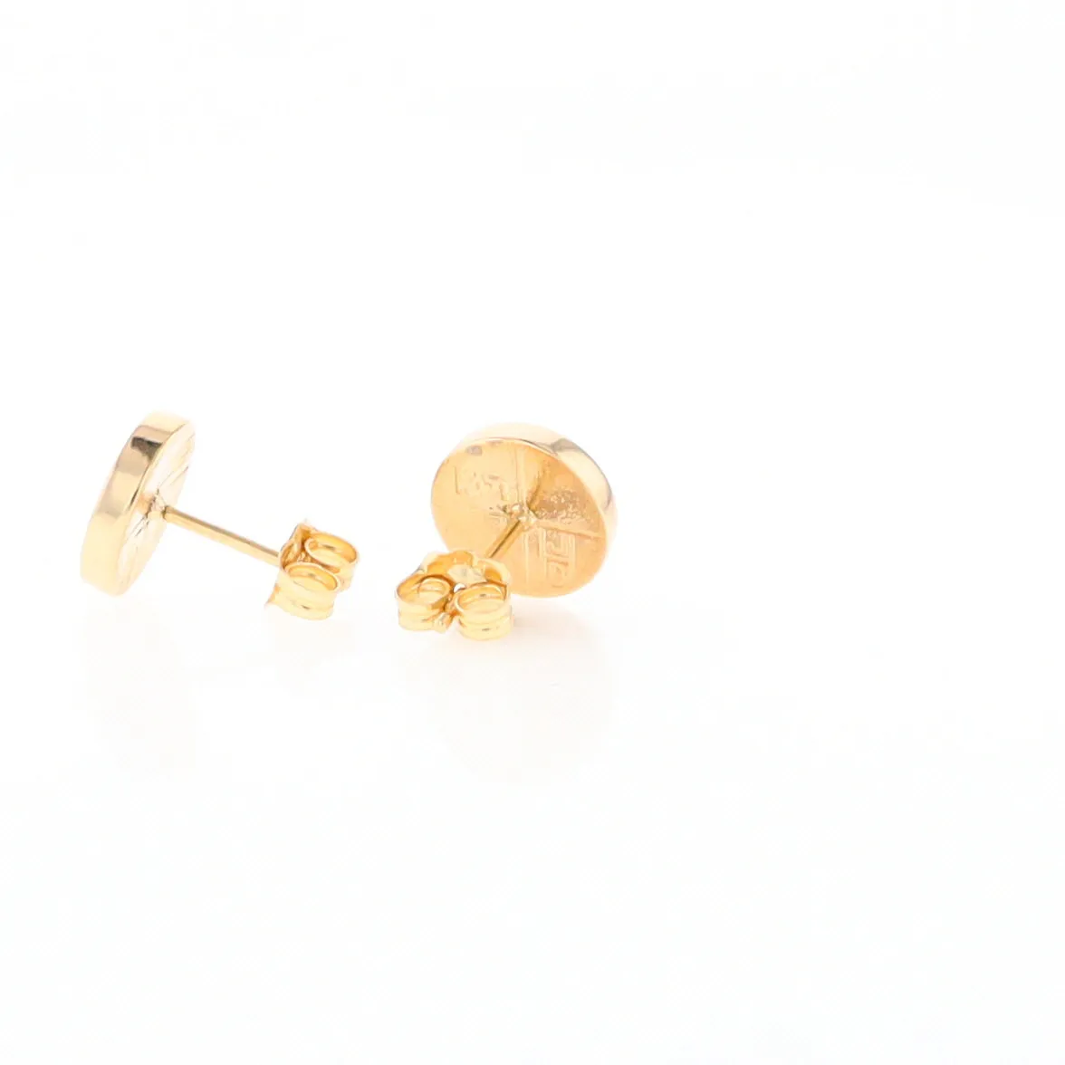 Gold Quartz Earrings 9mm Round Inlaid Studs - G2