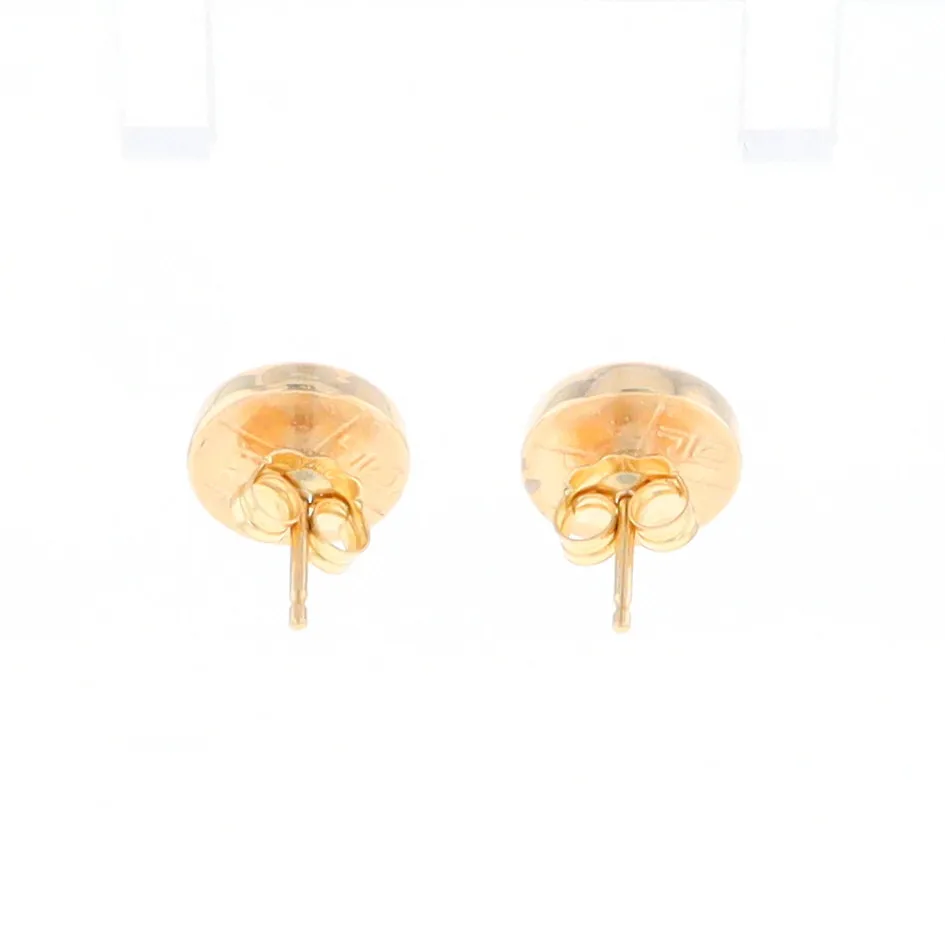 Gold Quartz Earrings 9mm Round Inlaid Studs - G2