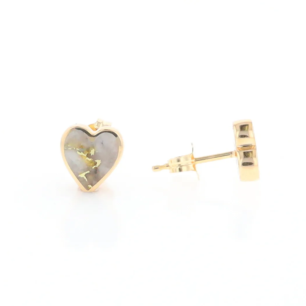 Gold Quartz Heart Stud Earrings - G2