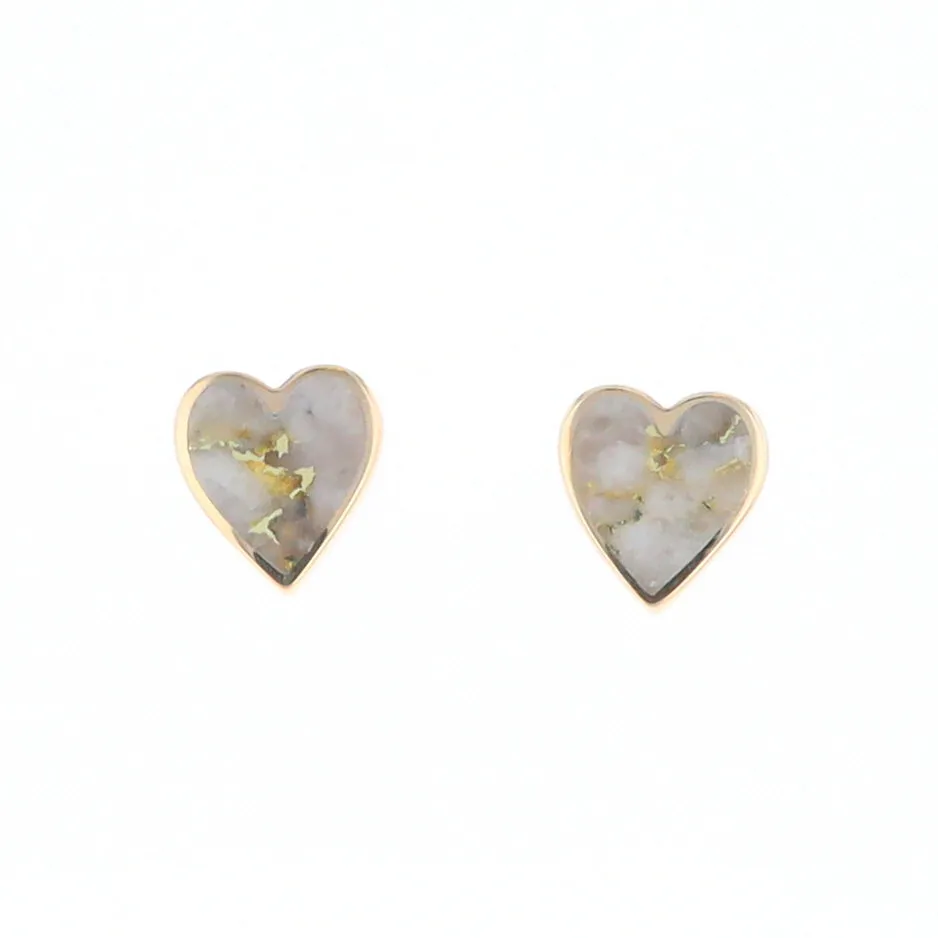 Gold Quartz Heart Stud Earrings - G2