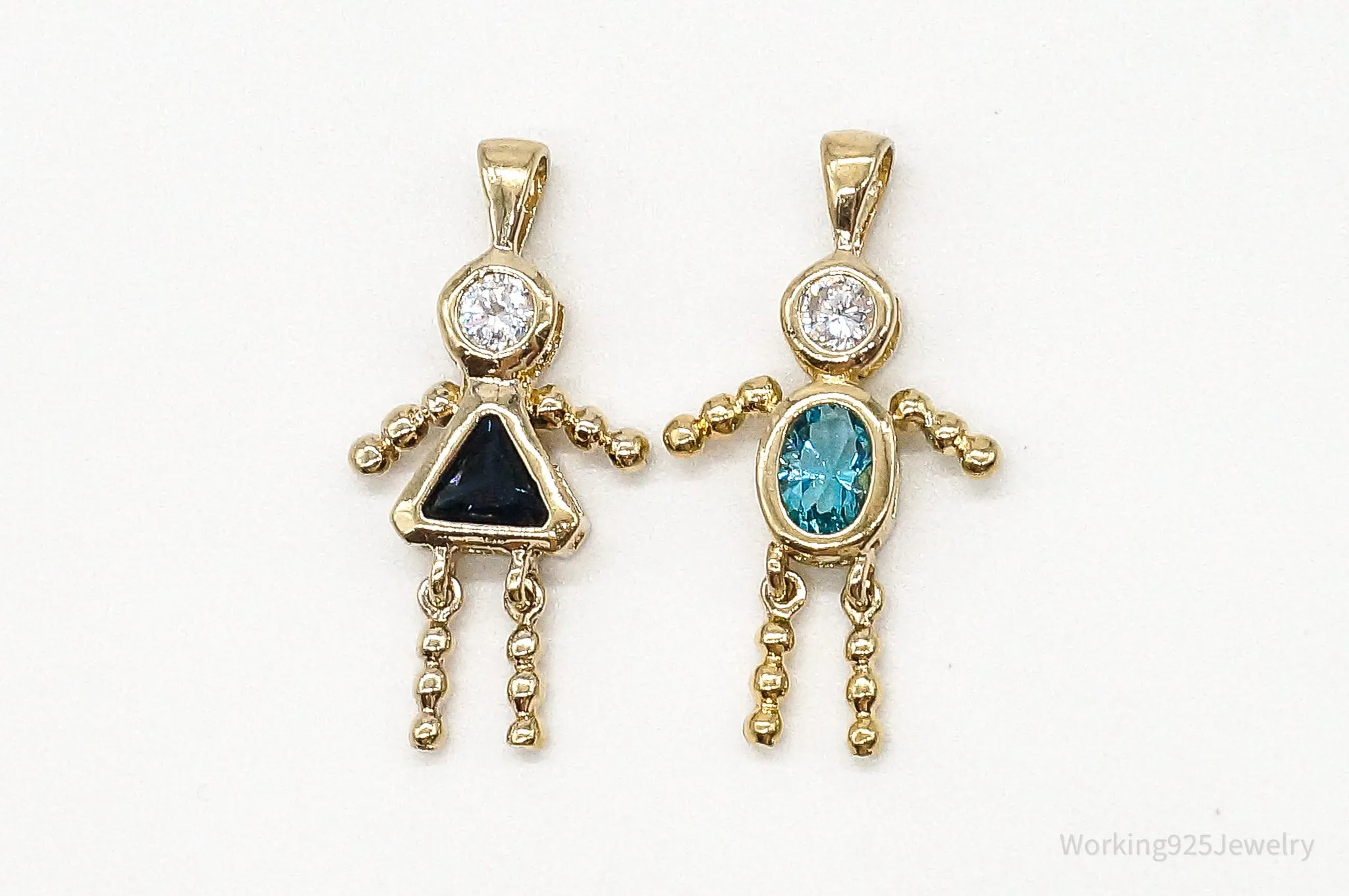 Gold Vermeil Cubic Zirconia Blue Topaz Sapphire Sterling Silver Pendants