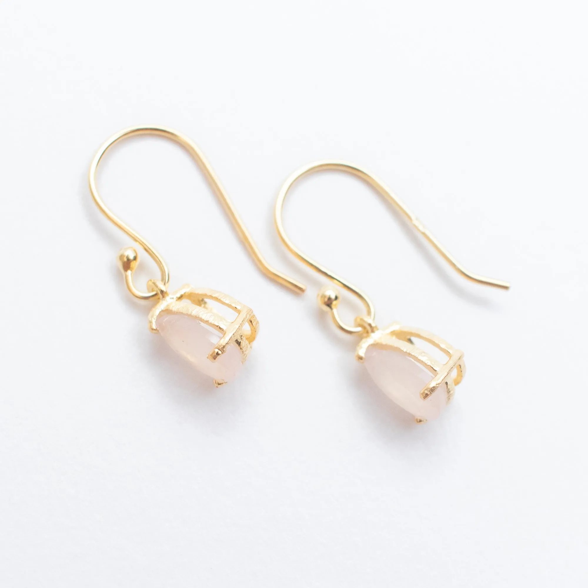 Gold Vermeil Rose Quartz Teardrop Earrings