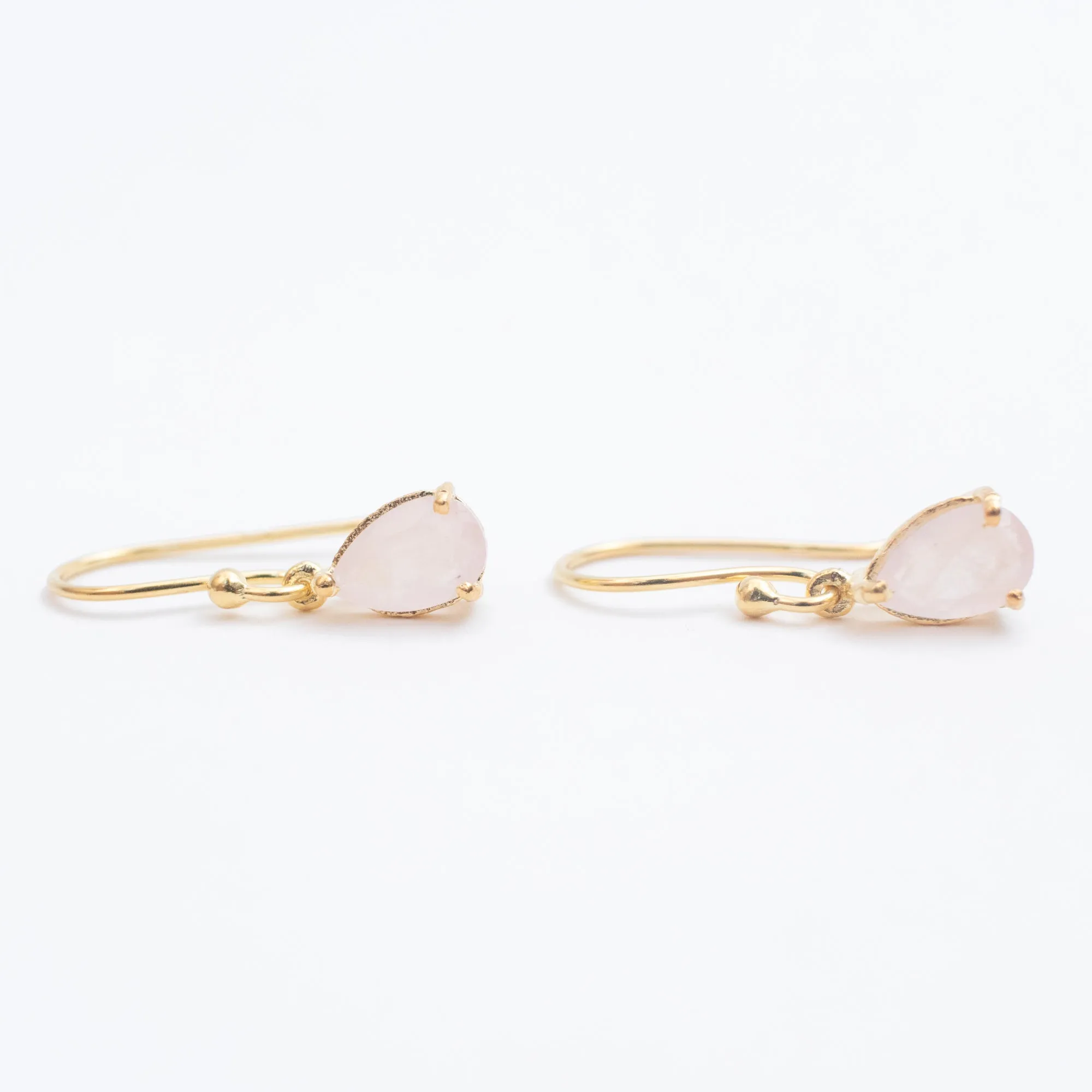 Gold Vermeil Rose Quartz Teardrop Earrings