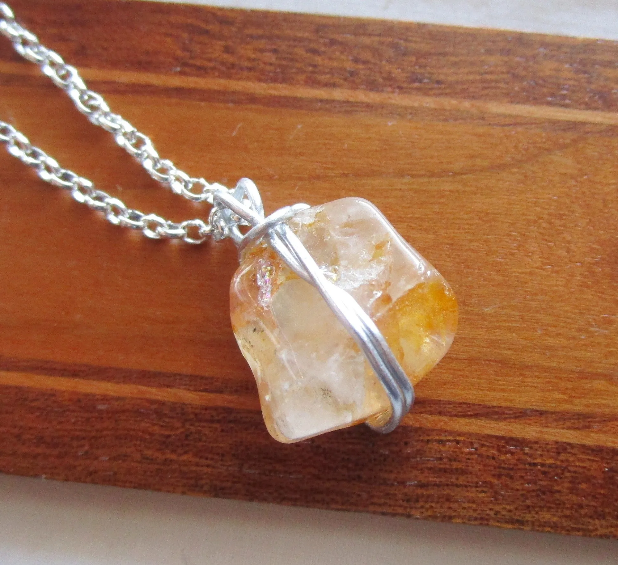 Golden Healer Quartz Natural Crystal Pendant Necklace