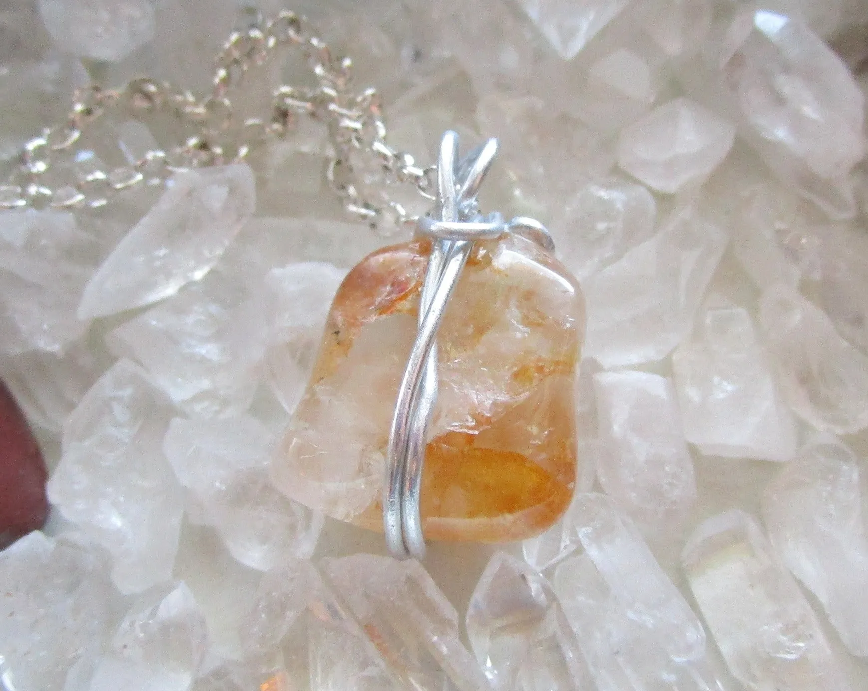 Golden Healer Quartz Natural Crystal Pendant Necklace