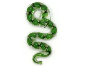 Green Gold and Clear Spiral Glass Snake Pendant