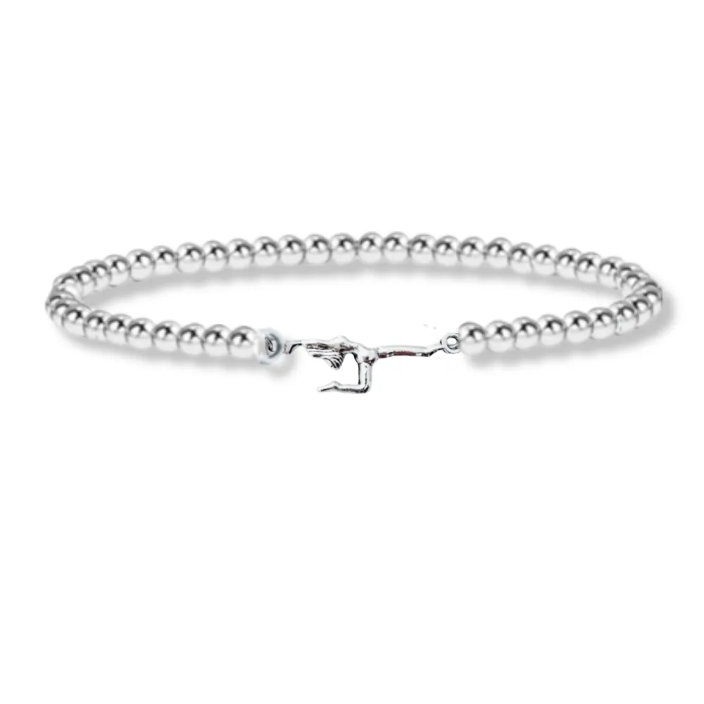 Gymnastics Silver Beaded Bracelet