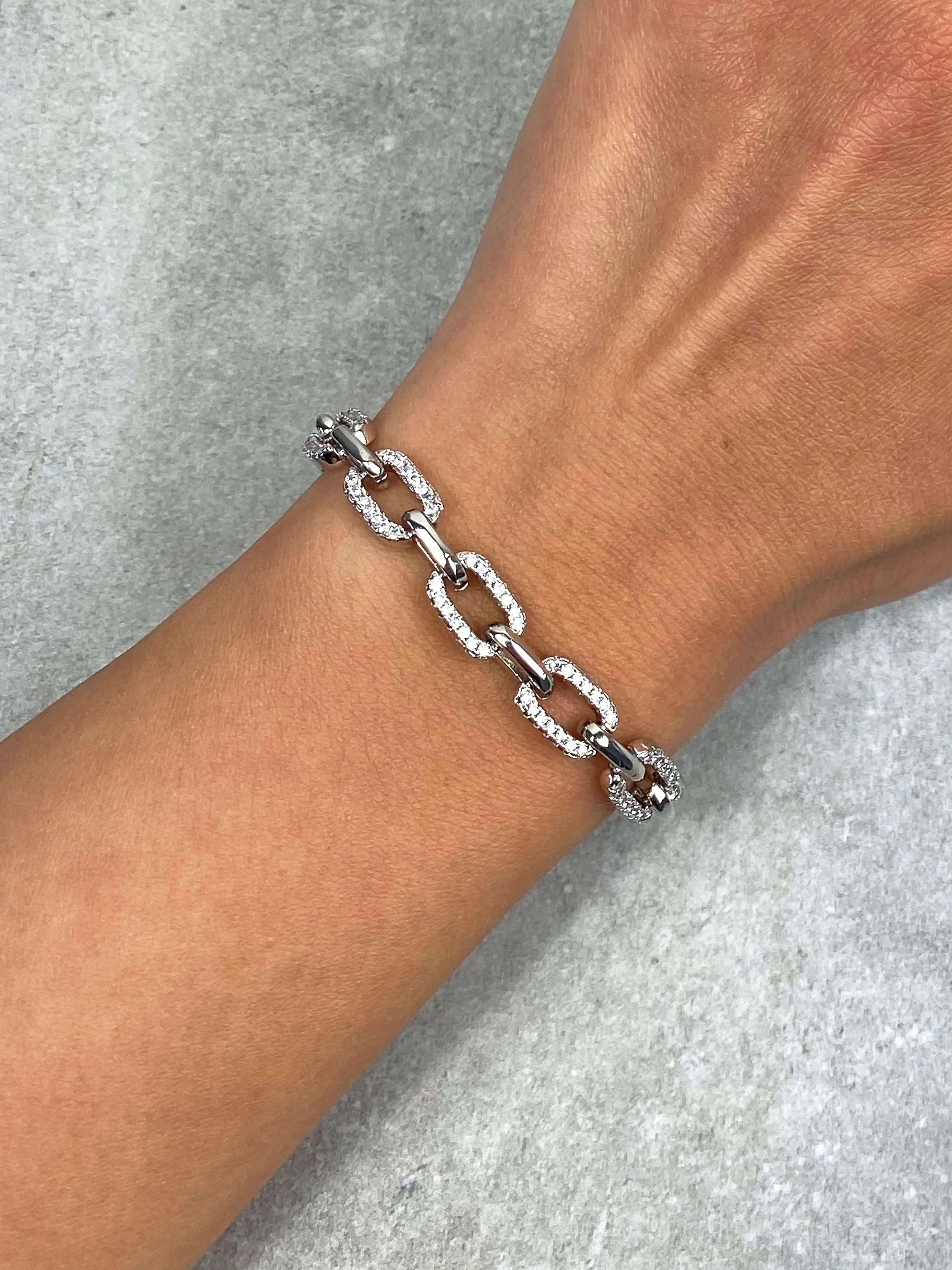 Half Pavé Chain Link Bracelet