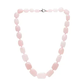 Handmade Chunky Natural Rose Quartz Gemstone Beaded Necklace For Women