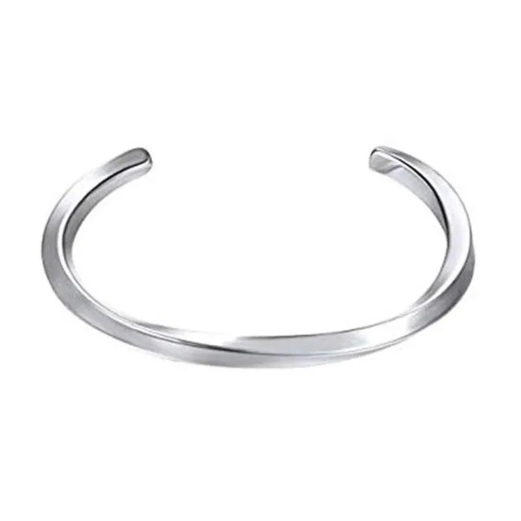 Handmade Twisted Sterling Silver Bangle | Classic Plain Silver Bracelet for Men and Women