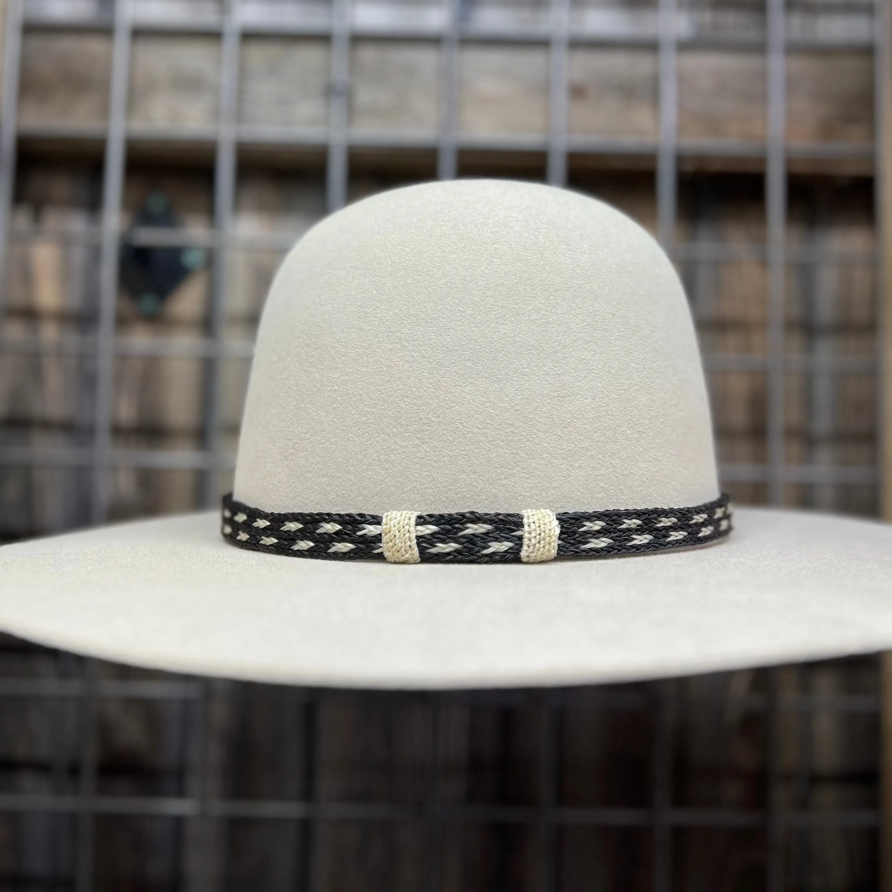 Hat Band | Horsehair 5 Strand w/ Knots BLK/WHT