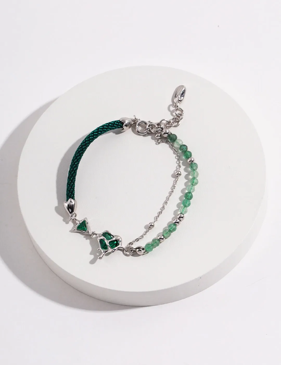 Heart Green Strawberry Crystal Bracelet