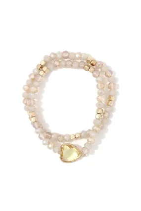 Heart Shape Beaded Stretch Bracelet Set