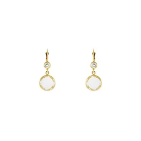 Herco 14K Gold Earrings Crystal Quartz