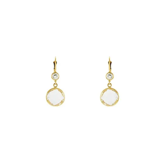 Herco 14K Gold Earrings Crystal Quartz