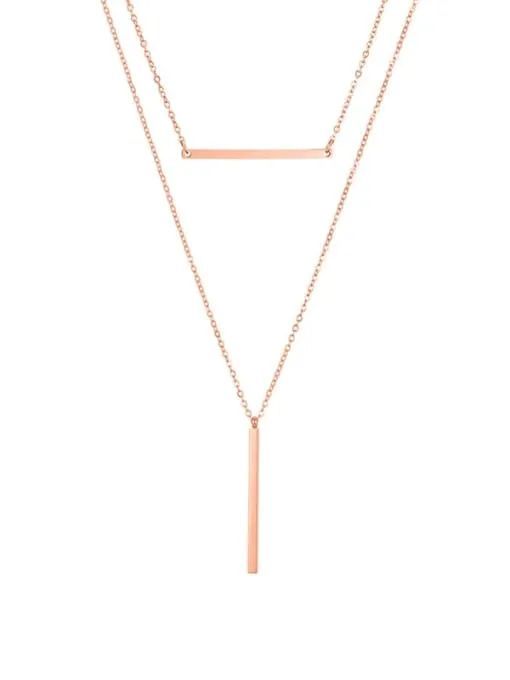 Horizontal Bar Verticle Bar Necklace, Stainless Steel 18k Gold Plated Waterproof Necklace