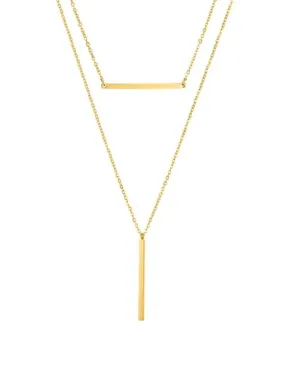 Horizontal Bar Verticle Bar Necklace, Stainless Steel 18k Gold Plated Waterproof Necklace